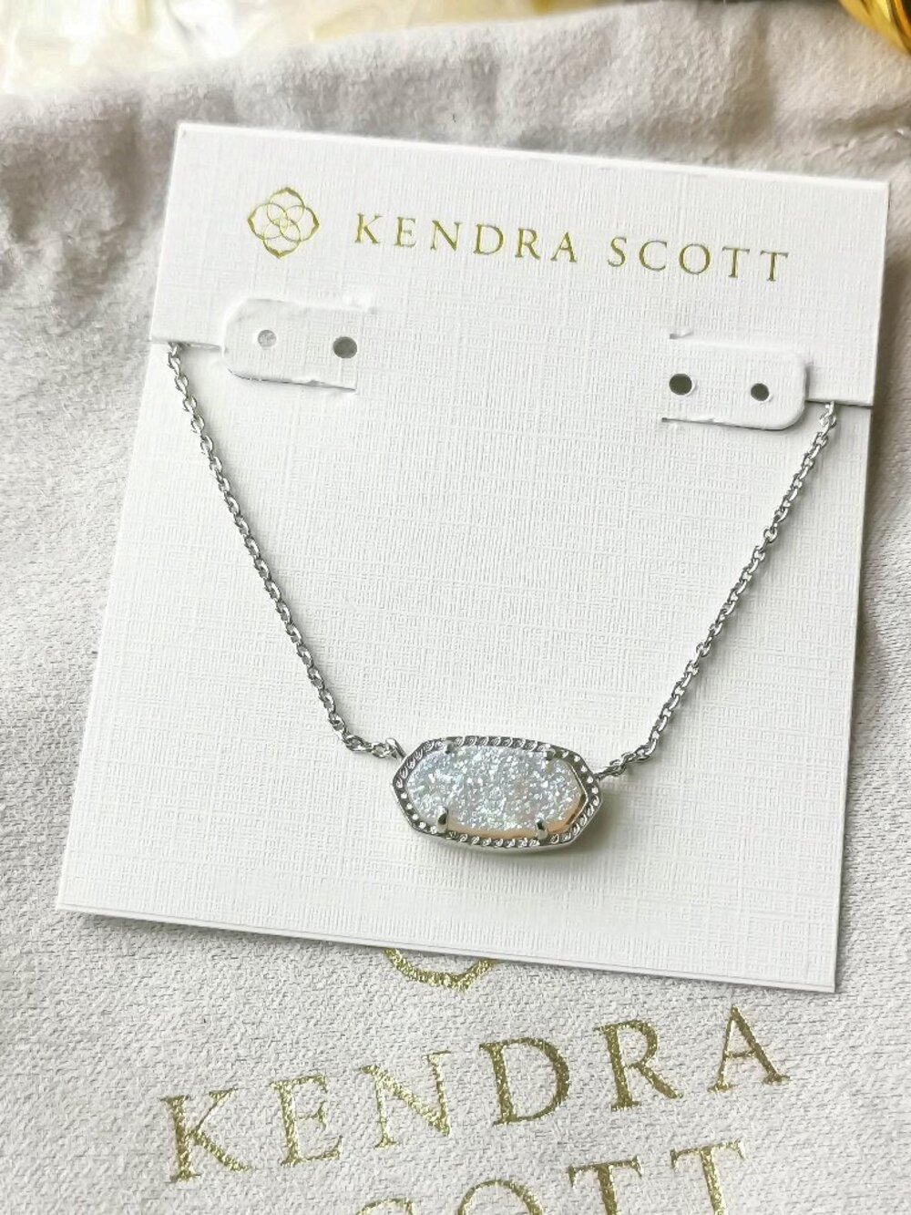 Kendra Scott Elisa Silver Drusy Necklace NEW
